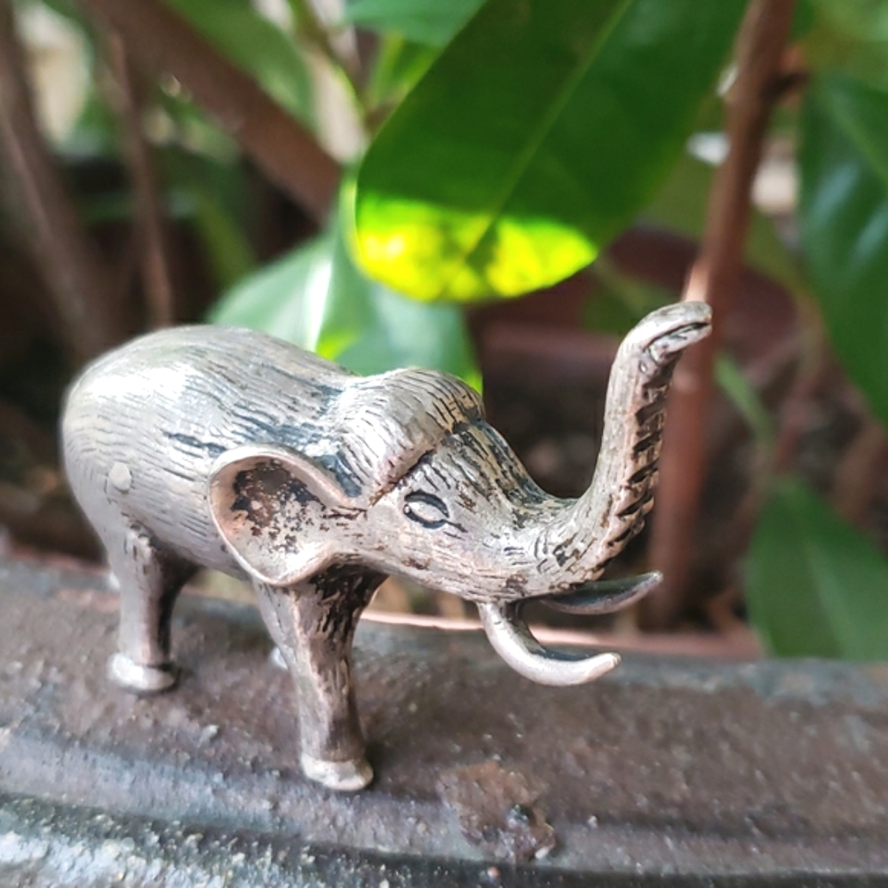 Small silver metal Elephant figurine,